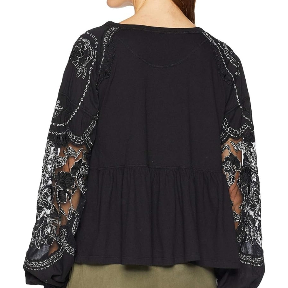 Embroidered Black Women's Top
